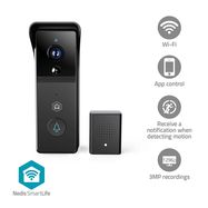 SmartLife Video Doorbell | Battery Powered | 3MP Full HD 1296p | Cloud Storage (optional) / microSD (not included) | IP44 | With motion sensor | Night vision | Black