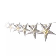 LED Christmas Garland – Stars, 2× AA, warm white, timer, EMOS