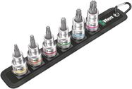 Belt C 3 TORX® HF Zyklop bit socket set with holding function, 1/2" drive, 1 x TX 25x60.0; 1 x TX 30x60.0; 1 x TX 40x60.0; 1 x TX 45x60.0; 1 x TX 50x60.0; 1 x TX 55x60.0; 1 x 45.0x275.0; 1 x 200.0x30.0, Wera