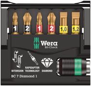 Bit-Check 7 Diamond 1 SB, 1 x 1/4"x50; 1 x PH 1x25; 1 x PH 2x25; 1 x PZ 1x25; 1 x PZ 2x25; 1 x 1.0x5.5x25; 1 x 1.2x6.5x25, Wera