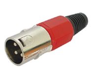 3P MALE XLR PLUG - NICKEL - RED