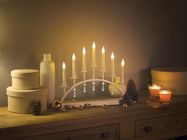 Candelabra LED - white metal - 7 warm white lamps - 3V