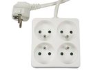 4-WAY SOCKET-OUTLET - SQUARE - 1.5 m CABLE - WHITE - FRENCH SOCKET