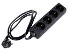 4-WAY SOCKET-OUTLET - 1.5 m CABLE - BLACK - SCHUKO