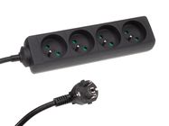 4-WAY SOCKET-OUTLET - 5 m CABLE - BLACK - FRENCH SOCKET