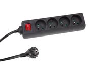 4-WAY SOCKET-OUTLET WITH SWITCH - 1.5 m CABLE - BLACK - FRENCH SOCKET