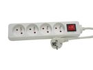 4-WAY SOCKET-OUTLET WITH SWITCH - 1.5 m CABLE - WHITE - FRENCH SOCKET