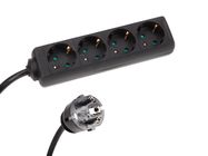 4-WAY SOCKET-OUTLET WITH SHRINK TUBE - 3G2.5 - 1.5 m CABLE - BLACK - SCHUKO