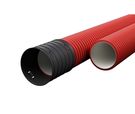 Red corrugated pipe D110 / d61 with rope Ecopipe (halogen-free, 50m) 