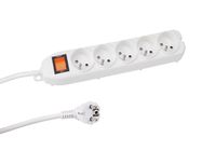5-WAY SOCKET-OUTLET WITH SWITCH & OVERLOAD PROTECTION - WHITE - FRENCH SOCKET