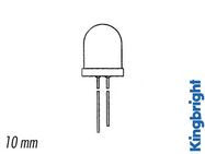 10mm SUPER BRIGHT LED LAMP RED DIFFUSED 350mcd
