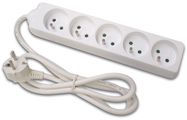 5-WAY SOCKET-OUTLET - 1.5 m CABLE - WHITE - FRENCH SOCKET