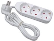 3-WAY SOCKET-OUTLET - 1.5 m CABLE - WHITE - SCHUKO