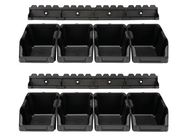 Set of 8 Pcs Storage Bin - 103 x 165 x 75 mm - Black