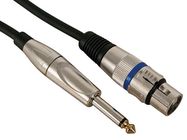 XLR CABLE - XLR FEMALE to JACK 6.35 mm - MONO - 10 m