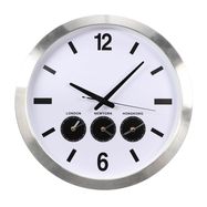 ALUMINIUM WALL CLOCK WITH THREE COUNTRY TIMES - Ø 45.5 cm