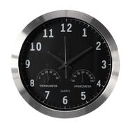 ALUMINIUM WALL CLOCK WITH THERMOMETER & HYGROMETER - Ø 35.5 cm