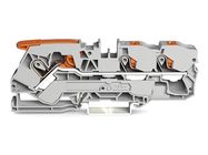3-conductor through terminal block with lever and push-button 10 mm▓, gray