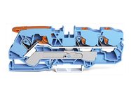 3-conductor through terminal block with lever and push-button 10 mm▓, blue