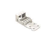MOUNTING CARRIER - FOR 3-CONDUCTOR TERMINAL BLOCKS - 221 SERIES - 4 mm▓ - WITH SNAP-IN MOUNTING FOOT FOR HORIZONTAL MOUNTING - WHITE