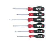 Wiha Screwdriver set SoftFinish® Slotted, Phillips hexagonal blade and solid steel cap, 6-pcs. (21250)