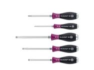 Wiha Screwdriver set MicroFinish® Slotted, Pozidriv with one-piece hexagonal blade and solid steel cap, 5-pcs. (29139)