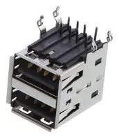 STACKED USB CONN, 2.0 TYPE A, R/A, 8POS
