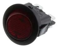 SWITCH, ROCKER, DPST, 10A, 250V, RED