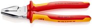 KNIPEX 02 06 225 High Leverage Combination Pliers insulated with multi-component grips, VDE-tested chrome-plated 225 mm