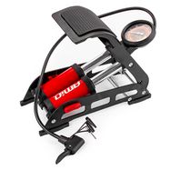 HQ Double piston 2xO45mm foot pump with pressure gauge and adapters PU07, AMiO