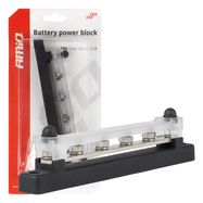 Ground distribution block plus bus bar M6 12V - 48V 150A AMIO-03808, AMiO