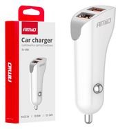 Car charger 2x USB-A 2.1A 12/24V AMiO-03874, AMiO