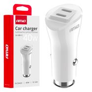 Car charger 2xUSB-C 40W 12/24V AMiO-03884, AMiO