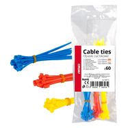 Multicoloured plastic cable ties set of 60 pcs. AMIO-04313, AMiO