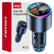 Car FM Transmitter 1×USB-A 1×USB-C 12V 24V AMIO-04655, AMiO