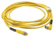 SENSOR CORDSET, M12 4 POSITION MALE TO RIGHT ANGLE FEMALE, 5M