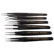 6 Piece Black Epoxy Tweezer Set