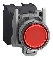 PB SWITCH, DPST-NO, 6A, 120VAC, RED
