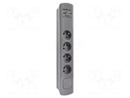 Plug socket strip: protective; Sockets: 4; 230VAC; 16A; grey QOLTEC