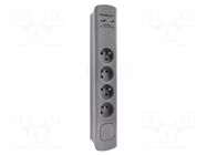 Plug socket strip: protective; Sockets: 4; 230VAC; 16A; grey QOLTEC