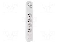 Plug socket strip: protective; Sockets: 4; 230VAC; 16A; white QOLTEC