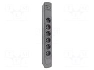 Plug socket strip: protective; Sockets: 6; 230VAC; 16A; grey QOLTEC