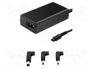 Power supply: switched-mode; 19.5VDC; 3.34A; 65W; for notebooks QOLTEC