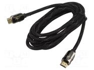 Cable; HDMI plug,both sides; textile; 3m; black; HDMI 1.4; 30AWG ART