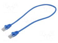 Patch cord; RJ45 plug,both sides; U/UTP; 5e; CCA; blue; 0.5m; 26AWG ART