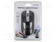 Mouse; black,grey; USB A; wireless,optical; No.of butt: 4; 10m GEMBIRD