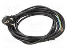Cable; 3x0.75mm2; CEE 7/7 (E/F) plug angled,wires; PVC; 5m; black JONEX