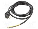 Cable; 3x1.5mm2; CEE 7/7 (E/F) plug angled,wires; PVC; 3m; black JONEX
