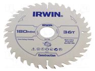 Circular saw; Ø: 180mm; Teeth: 36; wood; Holder: assembly hole; 30mm IRWIN