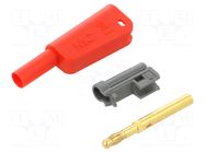 Connector: 4mm banana; 32A; 1kV; red; gold-plated; screw STÄUBLI